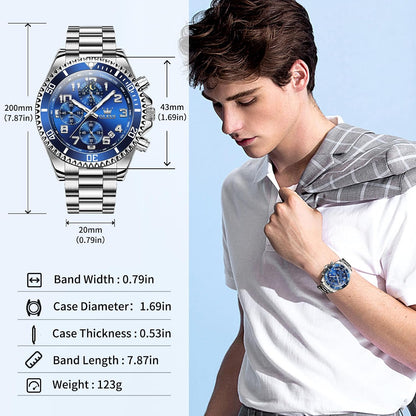 OLEVS Men's Stainless Steel Dress Watch with Chronograph