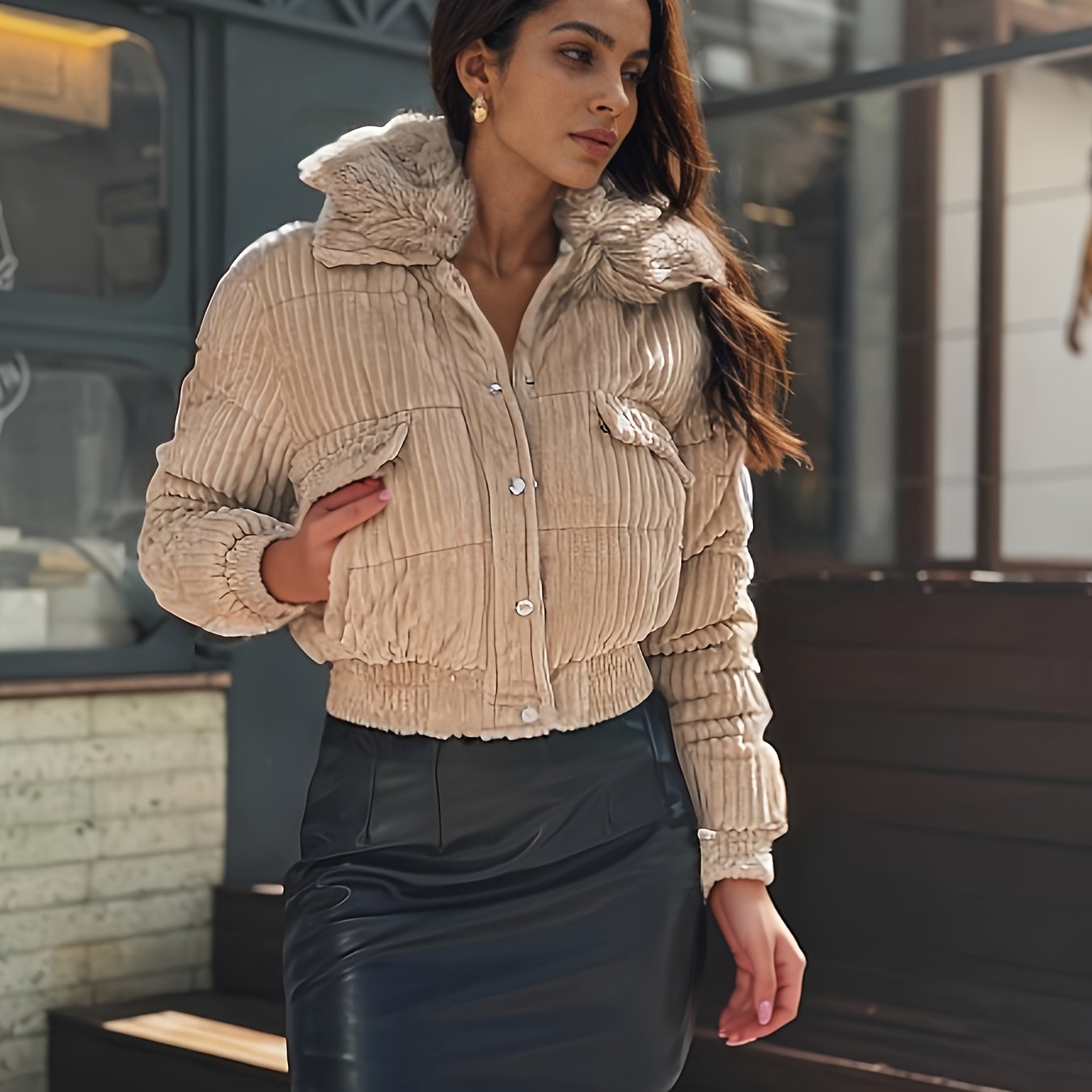 Կանացի ձմեռային բաճկոն - կայծակաճարմանդով վերարկու՝ անջատվող մորթե օձիքով, բորդո/կարմիր - ցուրտ եղանակի վերնազգեստ՝ ամենօրյա և պաշտոնական միջոցառումների համար