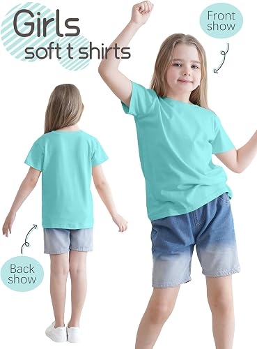 5-Pack Girls Cotton Short Sleeve T-Shirts Comfortable Fit