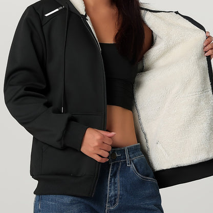 Կանացի ծանր ձմեռային բաճկոն - Ջերմամեկուսացված սառը եղանակի բաճկոն՝ ամբողջական կայծակաճարմանդով, մեծ առջևի գրպաններով - Մանուշակագույն վերնազգեստ առօրյա և պաշտոնական միջոցառումների համար - Ոչ ձգվող պոլիեսթերային գործվածք - Հեշտ խնամքի կանացի վերնազգեստ,