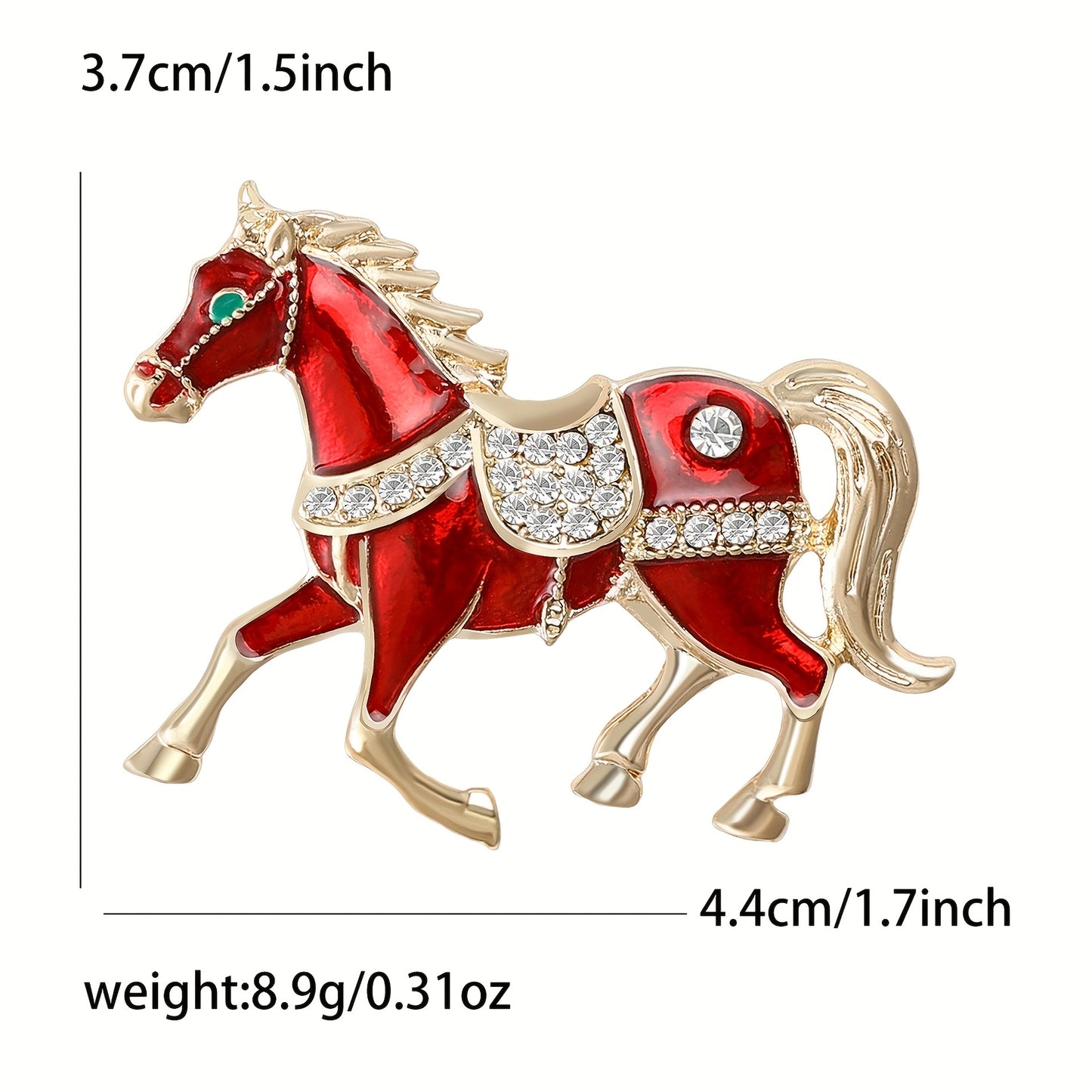 1pc Enamel Dripping Oil Inlaid Rhinestone Pony Fashion Brooch | Creative Ethnic Style Horse Badge Pin, High-End Design Couple Accessories, Exquisite Suit Corsage Party Decoration, Suitable for Christmas, Year of the Horse, Eq