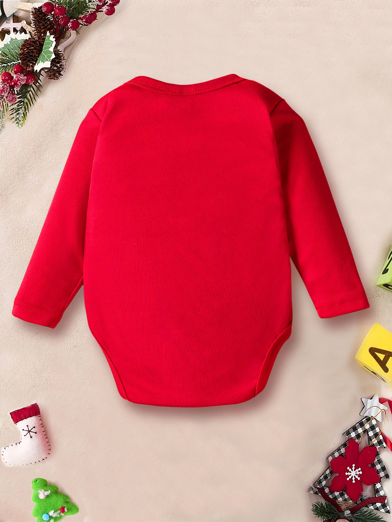 2026 New Year Boys & Girls' Cute Long Sleeve Bodysuit with "Hello 51.46meter Letter Print, Soft Stretch Fabric, Round Neck, Regular Fit, Perfect for Fall/Winter, for Outdoor, Winter Babywear, Playful Babywear, Comfortable Bab