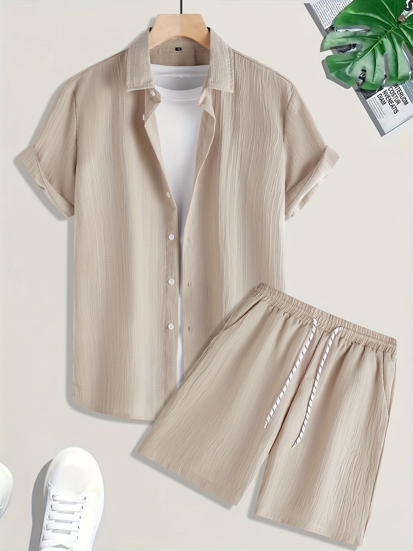Men's Casual Short-Sleeve Shirt and Shorts Summer Set