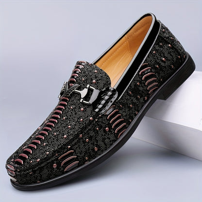 Men's Cow Leather Slip-On Dress Shoes with Soft Rubber Sole