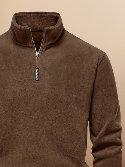 Men'S Heavyweight Full-Zip Hoodie - Thermal Winter Jacket with Zipper Closure, Stand Collar, Long Sleeve Cold Weather Coat for Skiing, Commuting - Thick Insulated Outerwear (Solid Color) - Easy-Care Zipper Front Closure, Wint