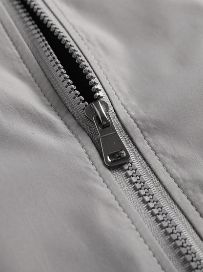 Men's Lightweight Jacket - Slim Fit Zip-Up Coat with Stand Collar, Lightweight Outerwear for Spring/Fall, Office, Travel, Everyday - Zipper Closure Casual Blazer