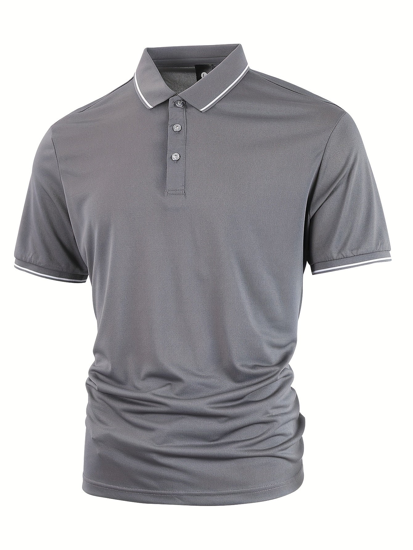 Men's Solid Golf Shirt, Casual Short Sleeve Lapel Shirt For Summer Outdoor