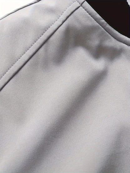 Men's Baseball Jacket - All-Season Zip-Up Coat with Zippered Pockets, Machine Washable Outerwear for Casual & Formal Events - Navy Jacket, Sleek Appearance