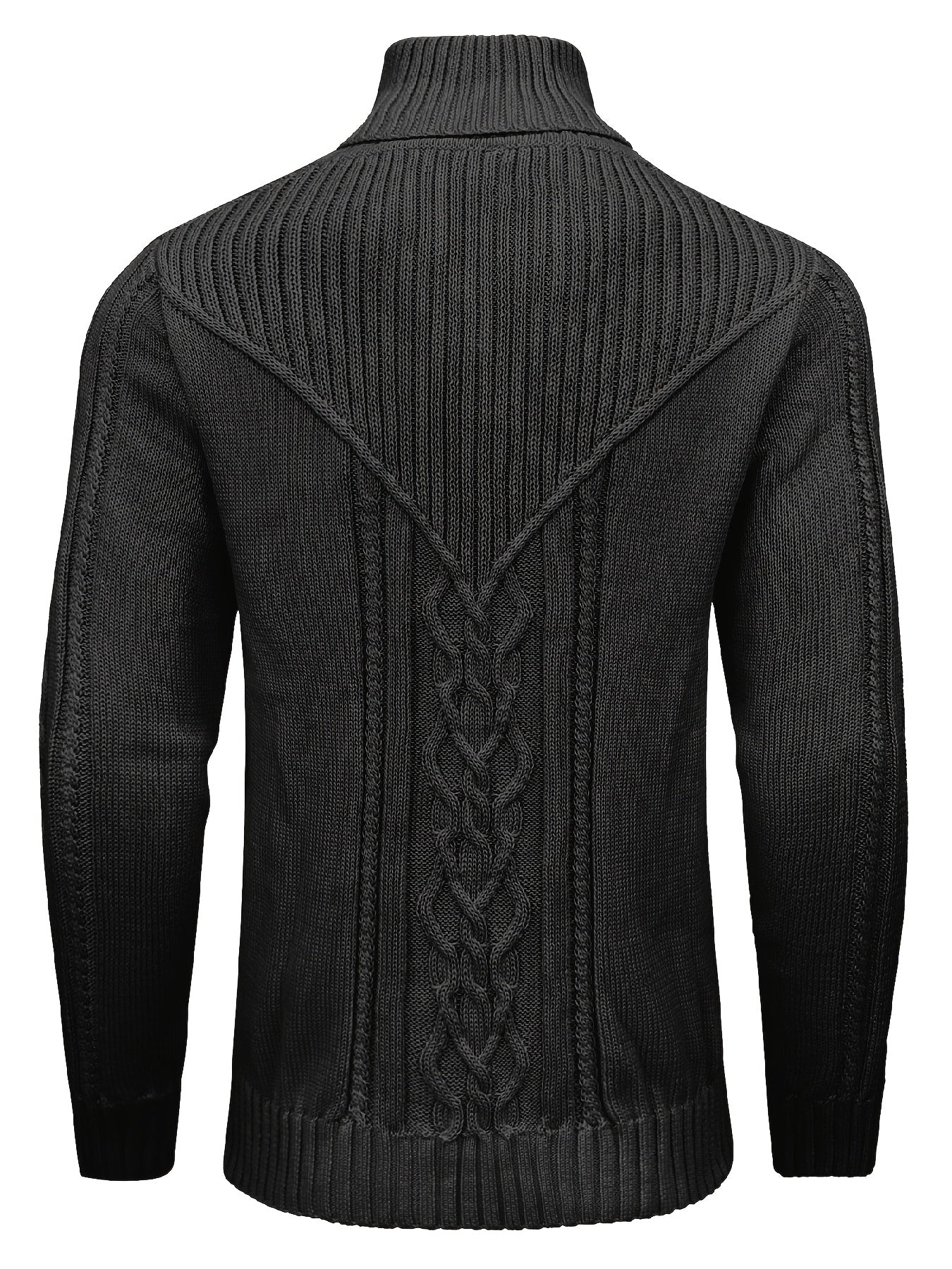 Տղամարդու բարձր օձիքով տաք տրիկոտաժե սվիտեր - ձգվող նորաձև ժապավենավոր սվիտեր, էլեգանտ ջենտլմենական կարդիգան