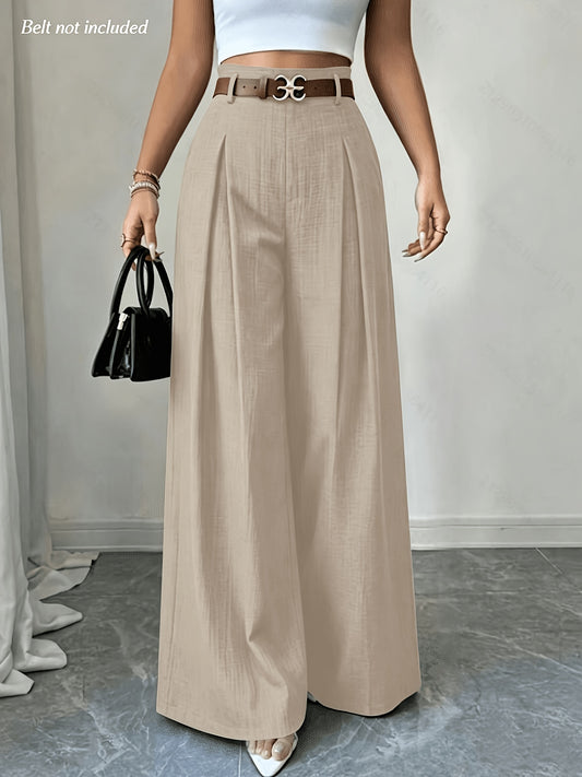 Women's High-Waisted Wide-Leg Trousers - Loose Fit Spring/Summer Pants