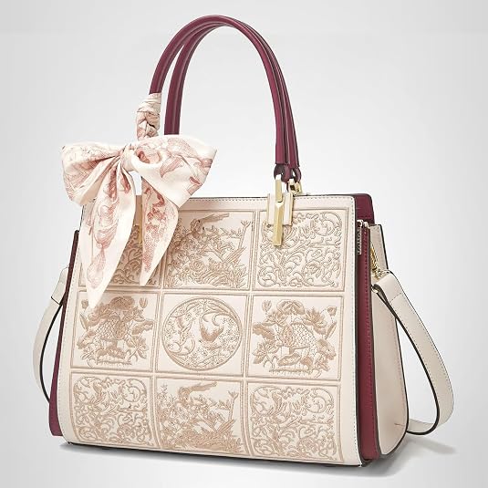 FOXLOVER Medium Vintage Tote Bag for Women Top-Handle Satchel
