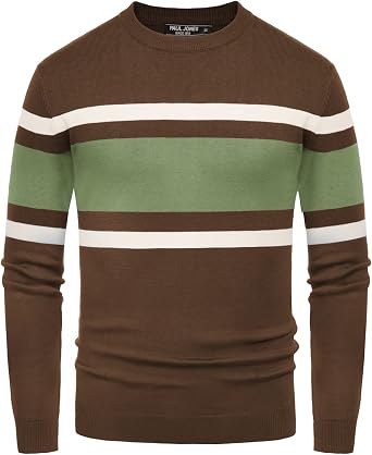Men's Striped Crewneck Pullover Sweater by PJ PAUL JONES