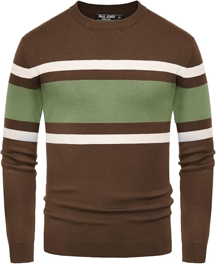 Men's Striped Crewneck Pullover Sweater by PJ PAUL JONES
