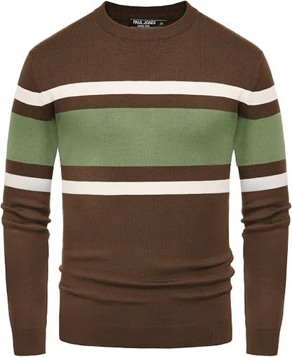 Men's Striped Crewneck Pullover Sweater by PJ PAUL JONES