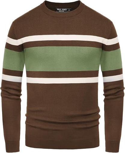Men's Striped Crewneck Pullover Sweater by PJ PAUL JONES