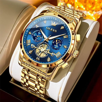 OLEVS Men’s Luxury Stainless Steel Dress Watch with Chronograph