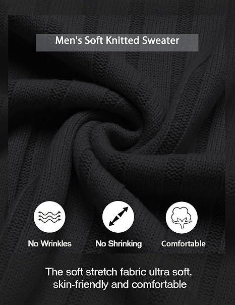 Men's Ribbed Crewneck Pullover Sweater Soft Warm Knit