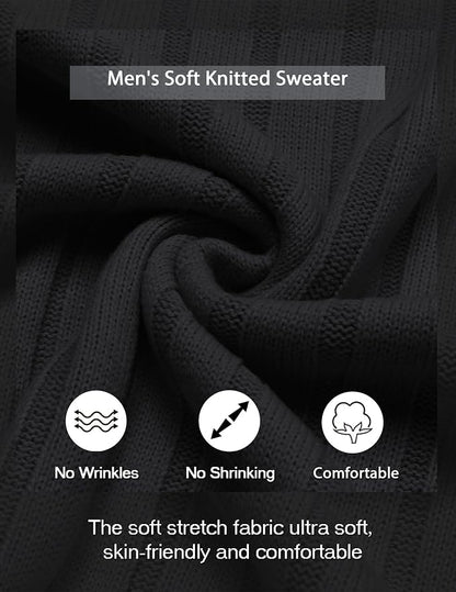 Men's Ribbed Crewneck Pullover Sweater Soft Warm Knit
