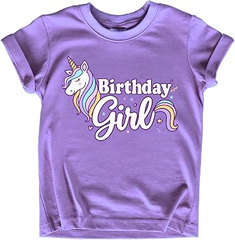 Girls Unicorn Birthday Shirt Toddler Party Tee 1-7 Years