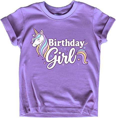 Girls Unicorn Birthday Shirt Toddler Party Tee 1-7 Years