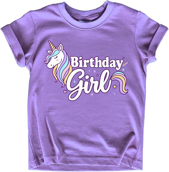 Girls Unicorn Birthday Shirt Toddler Party Tee 1-7 Years