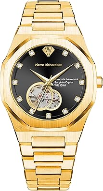 Men's Automatic Watch 41mm Black Dial 24K Gold Plated