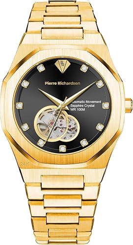 Men's Automatic Watch 41mm Black Dial 24K Gold Plated