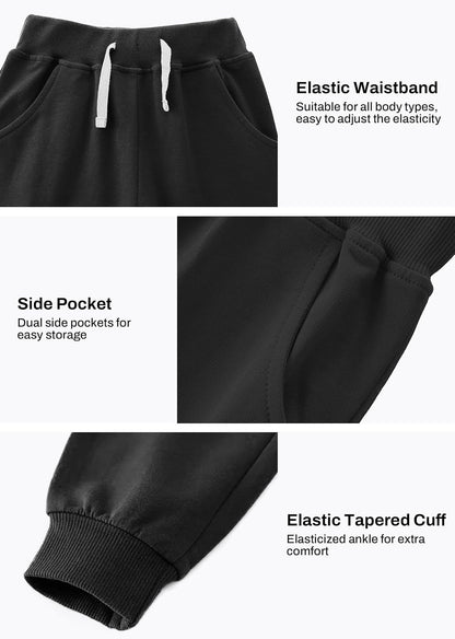 Boys' Cotton Jogger Sweatpants 3-Pack with Pockets