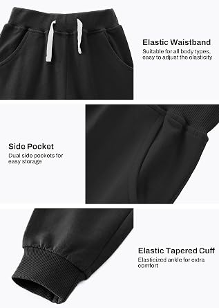 Boys' Cotton Jogger Sweatpants 3-Pack with Pockets