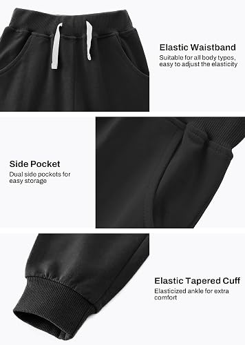 Boys' Cotton Jogger Sweatpants 3-Pack with Pockets