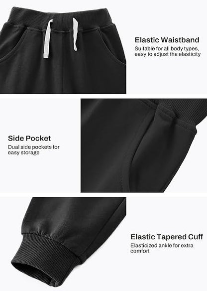 Boys' Cotton Jogger Sweatpants 3-Pack with Pockets