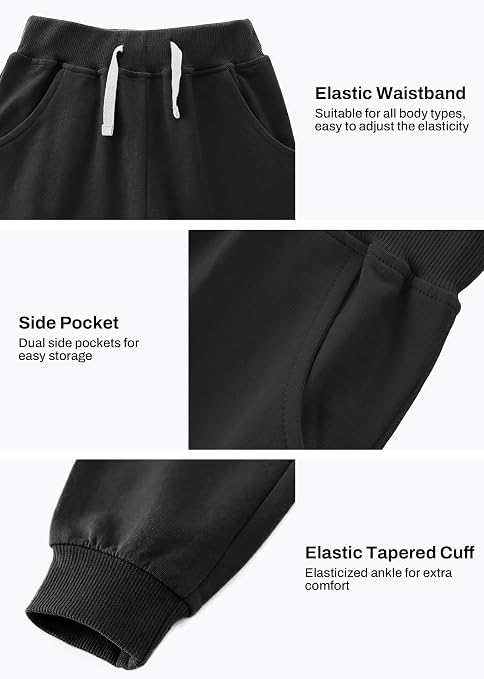 Boys' Cotton Jogger Sweatpants 3-Pack with Pockets