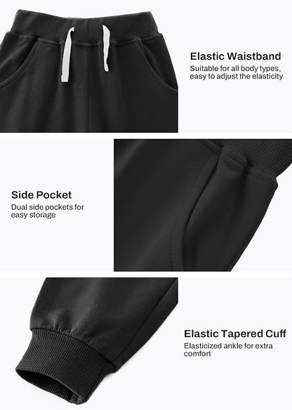 Boys' Cotton Jogger Sweatpants 3-Pack with Pockets