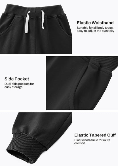 Boys' Cotton Jogger Sweatpants 3-Pack with Pockets