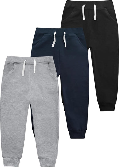 Boys' Cotton Jogger Sweatpants 3-Pack with Pockets