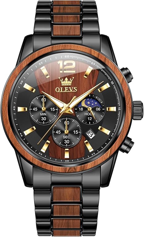OLEVS Men's Multifunction Quartz Watch with Moon Phase & Silicone Band