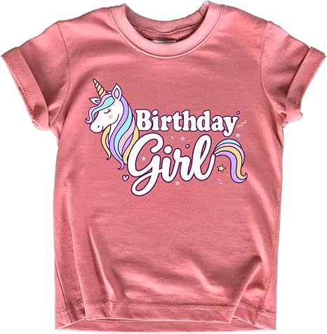 Girls Unicorn Birthday Shirt Toddler Party Tee 1-7 Years