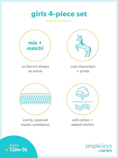 Simple Joys Girls 4-Piece Playwear Set - Soft & Versatile