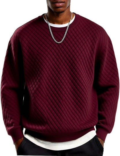 Men's Lightweight Crewneck Sweatshirt with Geometric Texture