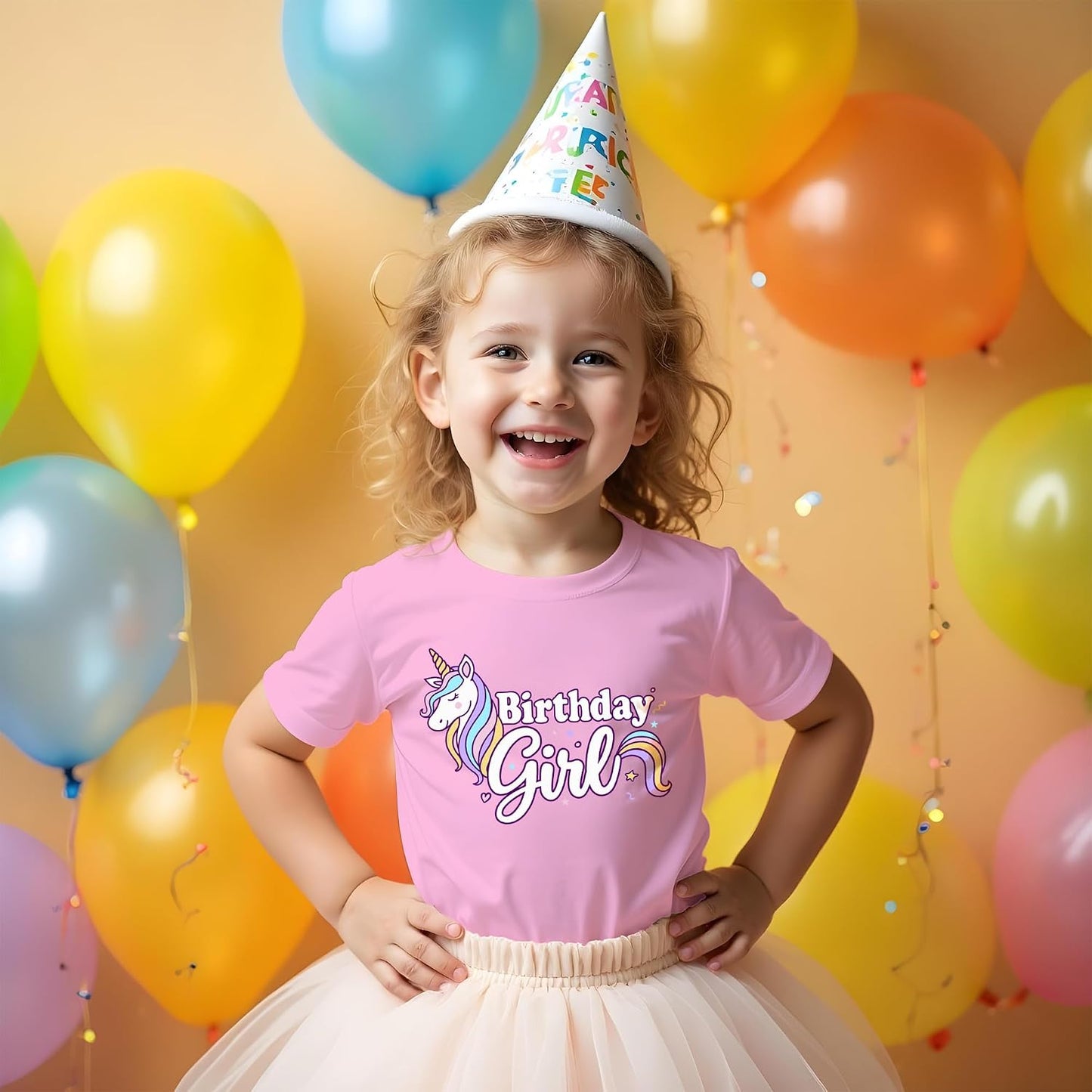 Girls Unicorn Birthday Shirt Toddler Party Tee 1-7 Years