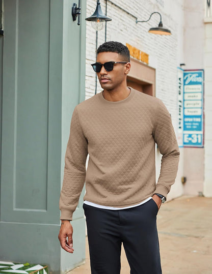 Men's Lightweight Crewneck Sweatshirt with Geometric Texture