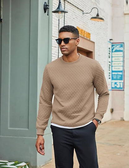 Men's Lightweight Crewneck Sweatshirt with Geometric Texture