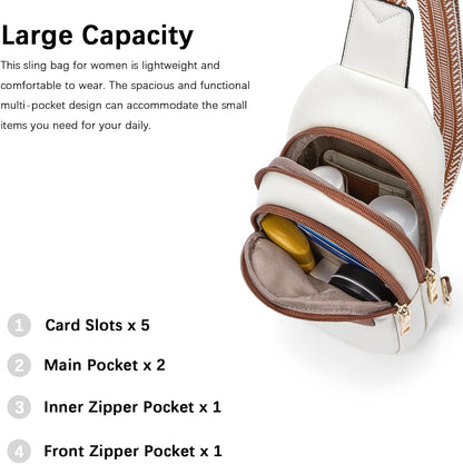 Women's Leather Sling Crossbody Bag - Travel Fanny Pack