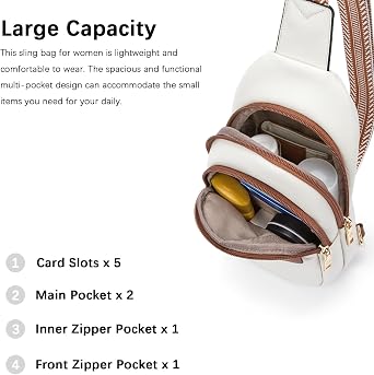 Women's Leather Sling Crossbody Bag - Travel Fanny Pack