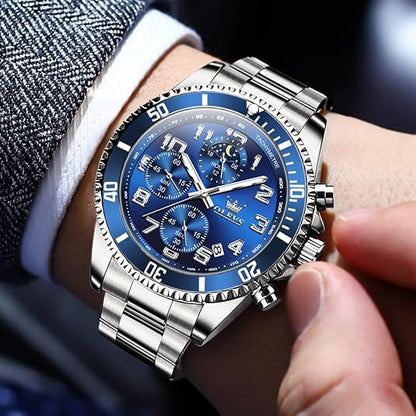 OLEVS Men's Stainless Steel Dress Watch with Chronograph