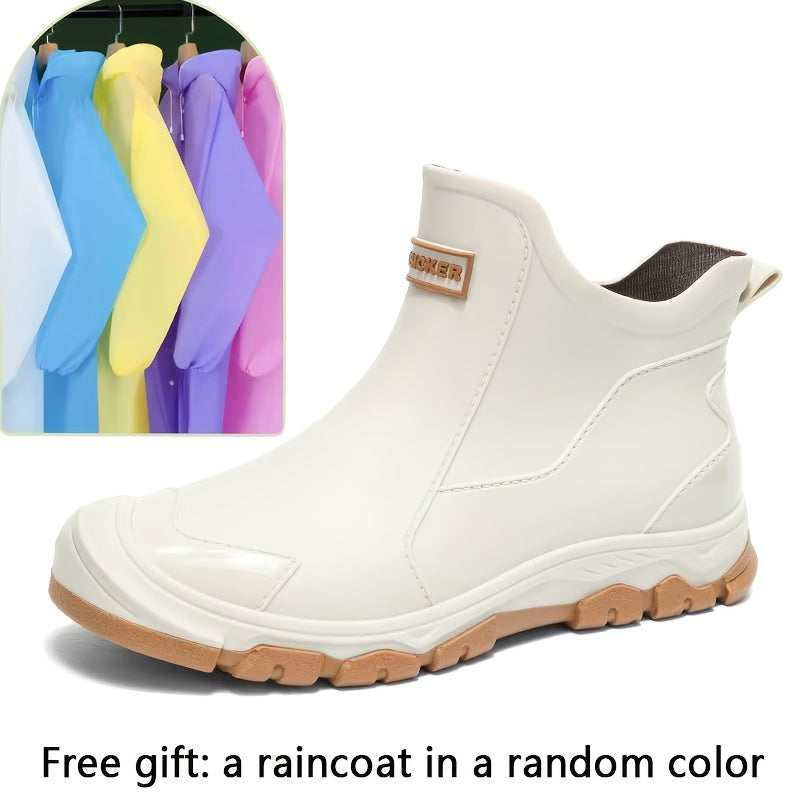 Men's Outdoor Waterproof PU Rain Boots with Rubber Sole