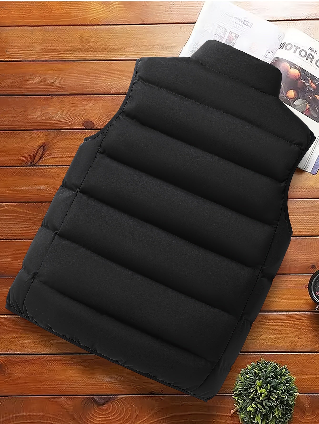 Men's Casual Sleeveless Stand Collar Vest, Thickened Warm Sweater, Autumn Winter Solid Color Zip-up Jacket, Coldproof Outdoor Top, Graphene Warmth, Fashion Webbing, Suitable for Daily Activities, Holiday Gift - ayq
