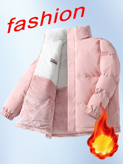 Տղամարդու երկկողմանի բրդյա ծածկույթով հաստ բաճկոն՝ առօրյա կանգնած օձիքով՝ տառերի տպագրությամբ, սովորական չափսերով, գրպաններով, պոլիեսթերային լցոնով, բազմակողմանի աշուն/ձմեռ համար, ձմեռային բաճկոն