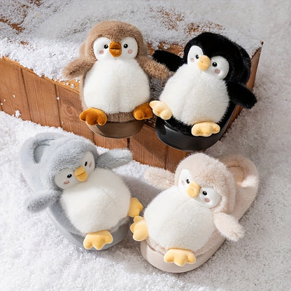 Women's Cute Penguin Plush Slippers - Winter Warm Slip-On Indoor House Shoes with Adorable Black & White Penguin & Beak Design, Soft Sole & Plush Lining, Pink Belly & Yellow Beak for -Like Comfort (Adults &), Slippers For Wom