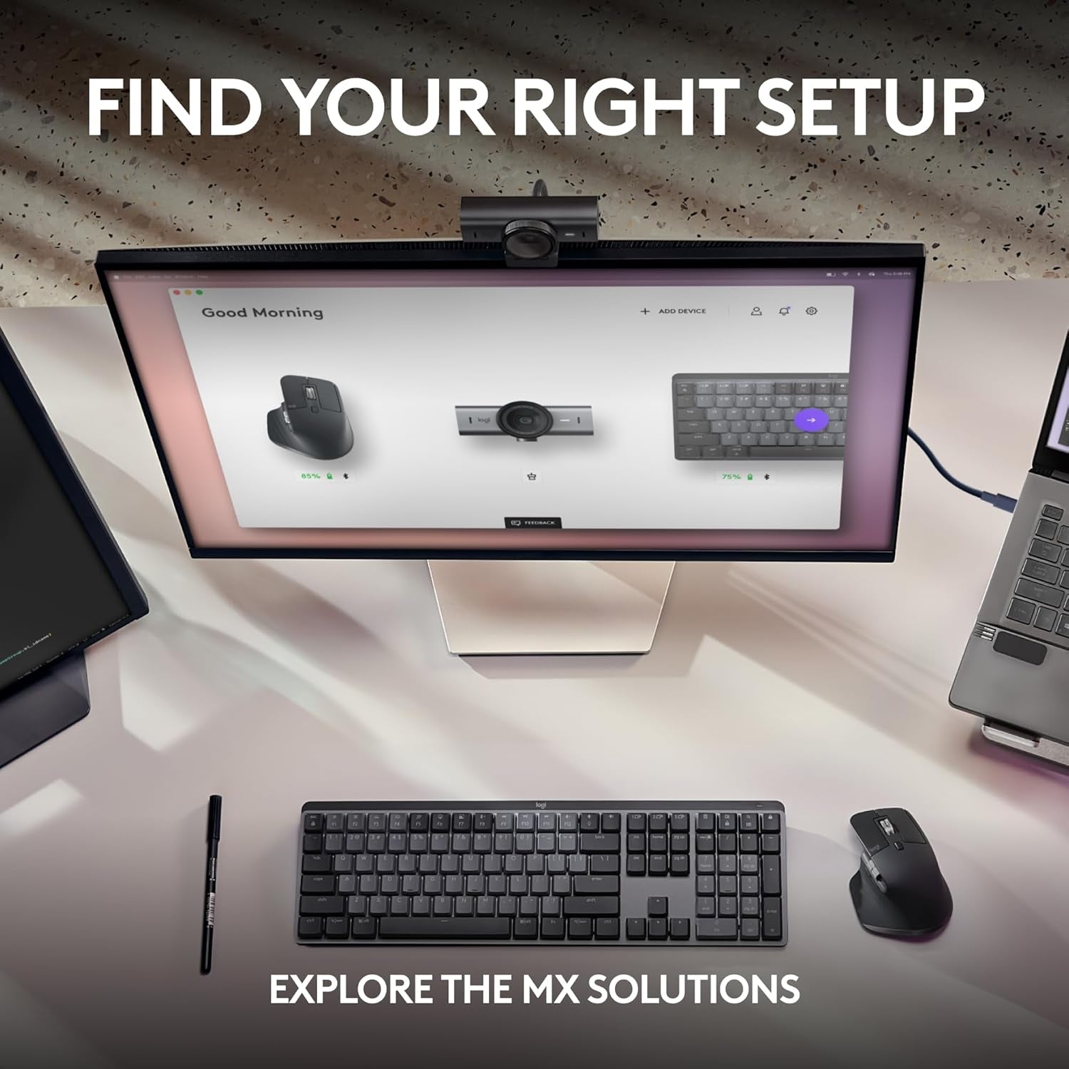Logitech MX Brio Ultra HD 4K Collaboration and Streaming Webcam, 1080P at 60 FPS, Dual Noise Reducing Mics, Show Mode, USB-C, Webcam Cover, Works with Microsoft Teams, Zoom, Google Meet - Graphite